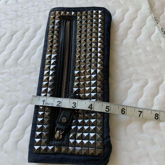 BCBGMAXAZRIA Studded Denim Clutch EUC - Picture 9 of 10